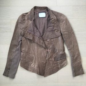 ✨SOLD✨Asymmetrical Funnel Neck Leather Jacket